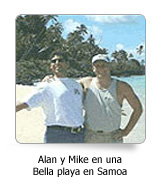 Alan and Mike on a Samoa beach